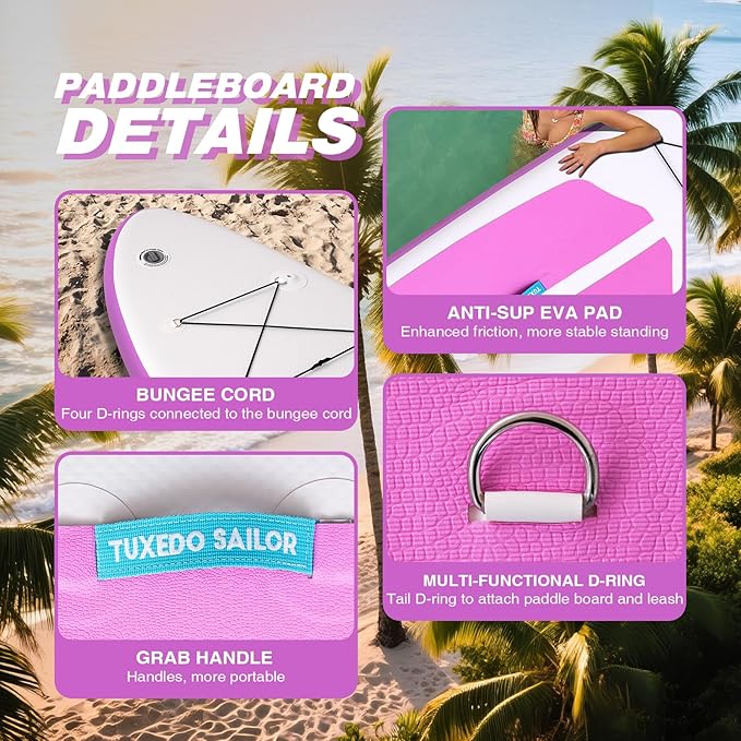 Tuxedo Sailor Kids Inflatable Paddle Board Lightweight and Safe Fishing Stand Up Paddle Board for Adults with Accessories-StrideForce Fitness