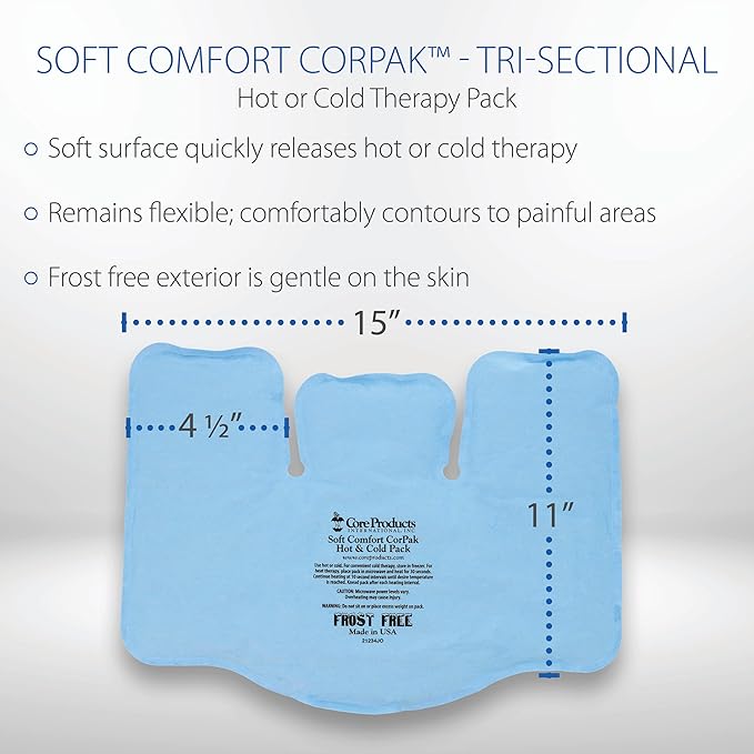 Core Products Soft Comfort CorPak – Reusable Hot & Cold Therapy Pack, Ice Pack for Injuries, No-Frost Compress for Muscle, Back & Joint Pain Relief – 11" x 15", Made in USA-StrideForce Fitness