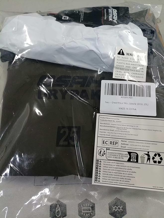 Waterproof Duffel& Luggage Bag - Motorcycle Dry Bag Tail Saddle Bags with Roll Top Closure,Large Storage Space,for Camping, Kayaking, Fishing & Traveling(Green, 25L)-StrideForce Fitness