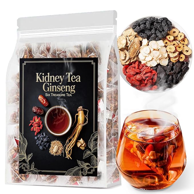 Ginseng Six Treasure Tea - Traditional Kidney Tea for Men & Women, Natural Herbal Formula Bags with 6 Precious Ingredients, Gift for Spouses, Wellness Seekers, Fitness Lovers(1 Pack/25 Bags)-StrideForce Fitness