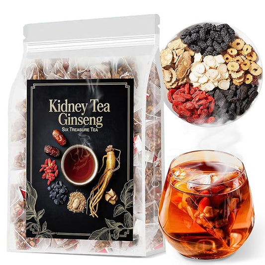 Ginseng Six Treasure Tea - Traditional Kidney Tea for Men & Women, Natural Herbal Formula Bags with 6 Precious Ingredients, Gift for Spouses, Wellness Seekers, Fitness Lovers(1 Pack/25 Bags)-StrideForce Fitness