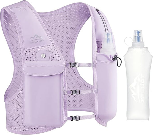 Running Vest for Women Men, USA Original Patent, Adjustable Chest Straps Running Hydration Vest with 500ml Soft Flask, Lightweight Reflective Hydration Backpack for Marathon-StrideForce Fitness