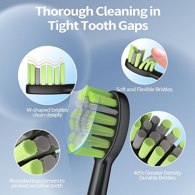 Sonic Electric Toothbrush for Adults: 42000 VPM Deep Cleaning for Travel & Sensitive Teeth – Rechargeable Toothbrush with 6 Brush Heads, 5 Modes & 100 Days Battery, IPX7 Waterproof for Home Family