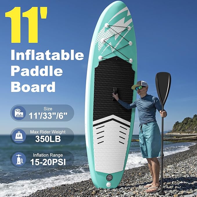 Inflatable Stand Up Paddle Board (6'' Thick) - Premium SUP Board with Durable SUP Accessories & Non-Slip Deck | Includes Paddle Pump & Backpack | for Adults/Youth-StrideForce Fitness