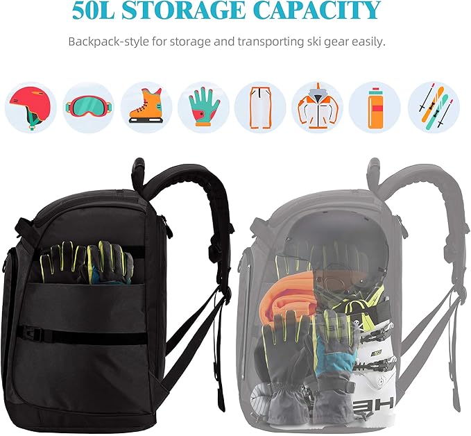 Ski/Snowboard Boot Bag/Skating Bag | Excellent for Store and Transport Gear, Jacket, Helmet, Goggles, Gloves & Accessories-StrideForce Fitness