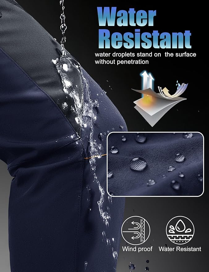 MAGCOMSEN Men's Snow Ski Pants Fleece Lined Water Resistant Winter Pants with 4 Zip Pockets for Snowboard Hiking Outdoor