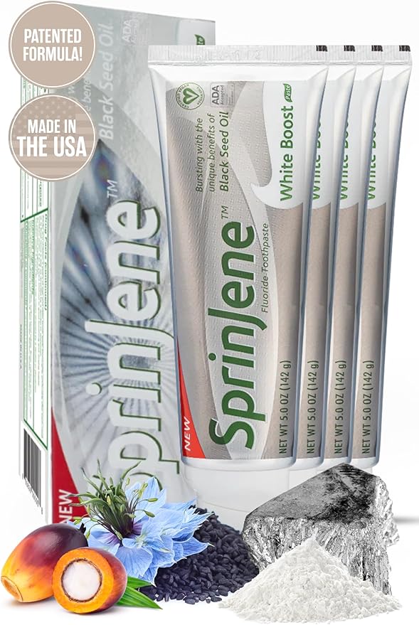 SprinJene Original White Boost | Whitening Toothpaste with Fluoride for Cavity Protection | 4 Pack