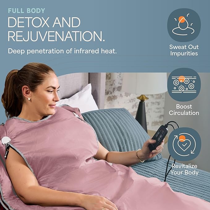 Lifepro BioRemedy Infrared Sauna Blanket – Available in 5 Colors – Portable Far Infrared Home Sauna Bag for Detox, Tension, and Relaxation – Adjustable Temp (86–158°F) & Timer – Includes Detox Wraps-StrideForce Fitness