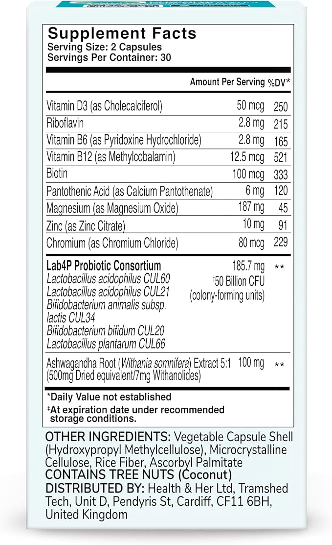 Health & Her Weight Management Probiotics for Women - Perimenopause & Menopause Supplement - Clinically Studied 50bn CFU Probiotics to Support Gut Health, Energy, Mood & Mind, Vegan (60 ct - 1 Month)-StrideForce Fitness