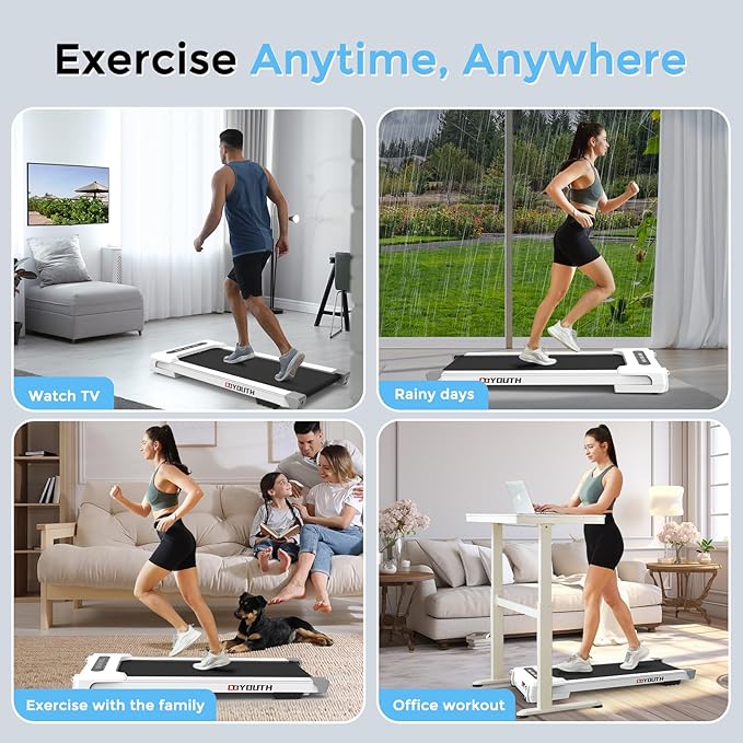 GOYOUTH Walking Pad Treadmill, Under Desk Treadmill for Home Office, Wide Belt Compact Treadmills 300 lbs Capacity, 2.25HP Shock-Absorbing Walking Jogging Running Machine Remote Included-StrideForce Fitness