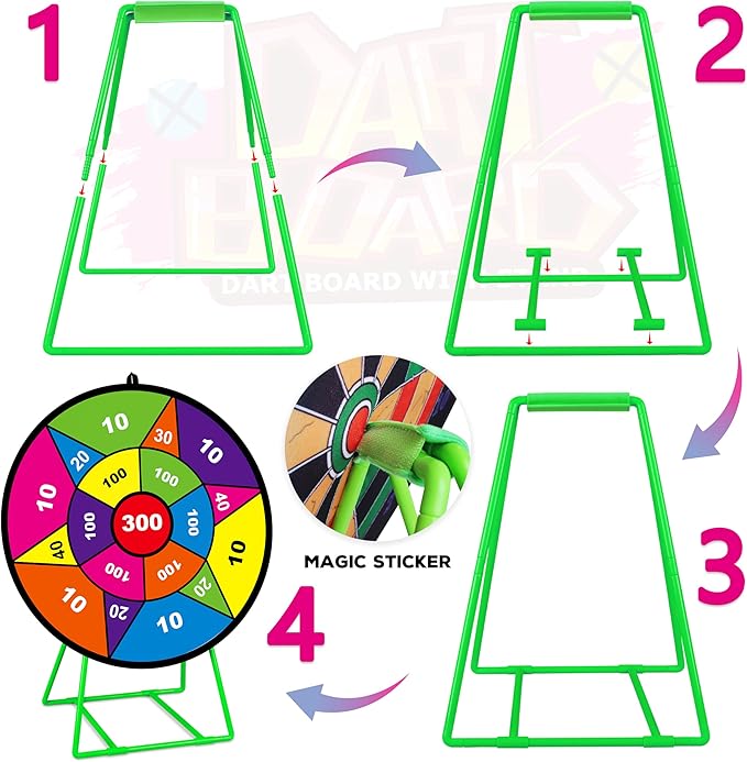 Large Dart Board for Kids, Kids Double-Sided Dart Board with Sticky Balls and Darts, Indoor/Outdoor Sport Fun Party Play Game Toys, Gifts for 3 4 5 6 7 8 9 10 11 12 Year Old Boys Girls-StrideForce Fitness