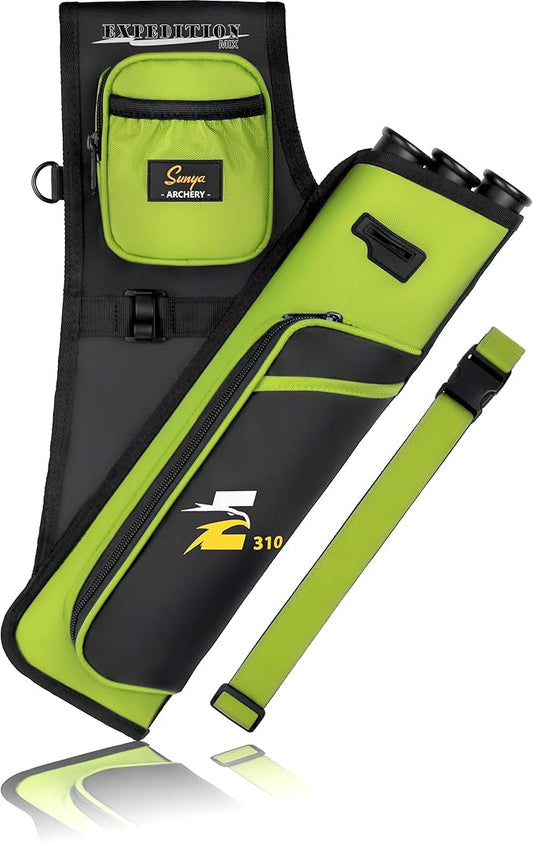 SUNYA Archery Hip Quiver for Arrows. Includes 3 Tubes Arrow Holder, Accessories Pockets and Waist Belt. Fit for Compound and Recurve Bow Practice.-StrideForce Fitness