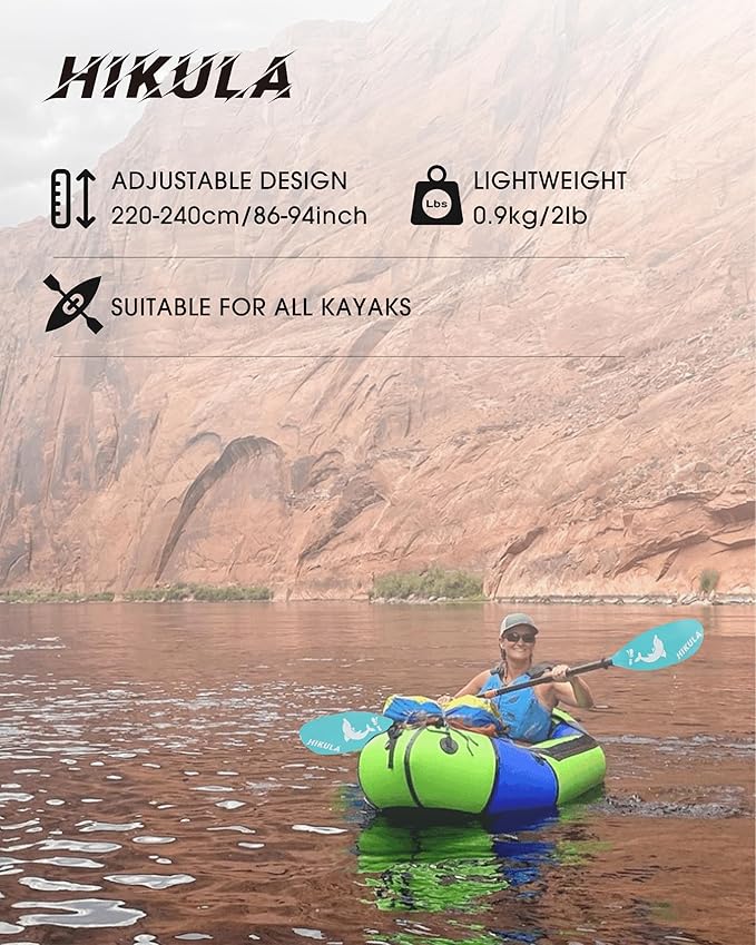 Adjustable Kayak Paddle with Carbon Shaft and PP Blade Available in 220-230/220-240/230-250cm Floating Lightweight Kayak Oars with Original Pattern-StrideForce Fitness