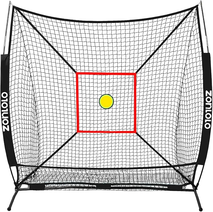 6 x 6 FT Baseball Net with 3 Diffferent Targets, Portable Practice Net for Batting，Hitting，Pitching and Throwing,Compact Package with Small Carrying Bag，Great for Kids-StrideForce Fitness