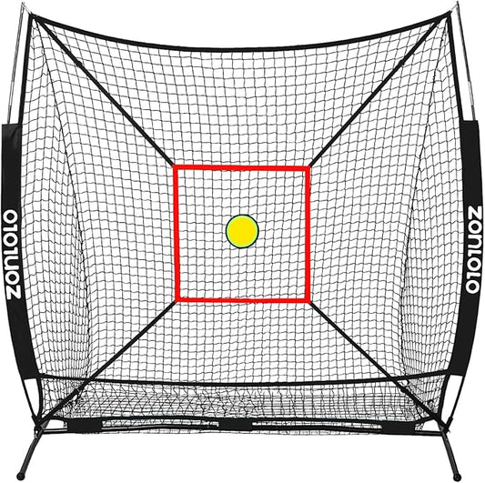 6 x 6 FT Baseball Net with 3 Diffferent Targets, Portable Practice Net for Batting，Hitting，Pitching and Throwing,Compact Package with Small Carrying Bag，Great for Kids-StrideForce Fitness