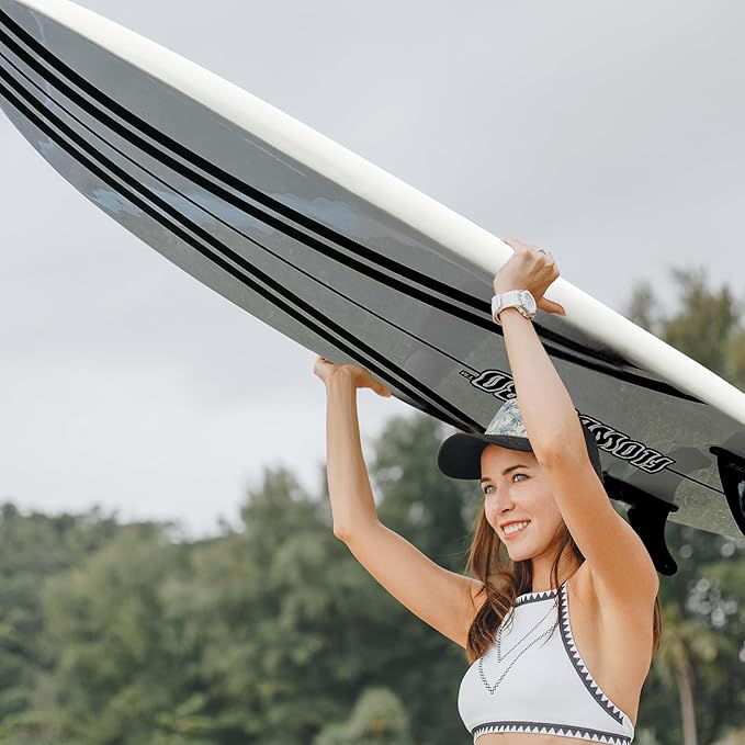 FLOWBOARD Surfboard Softboard Foam - Include (3) Fins 6’ Foot Leash and (2) Wood Stringers Inside Board Availalable in 6' and 7' Short Board and 8' Longboard-StrideForce Fitness