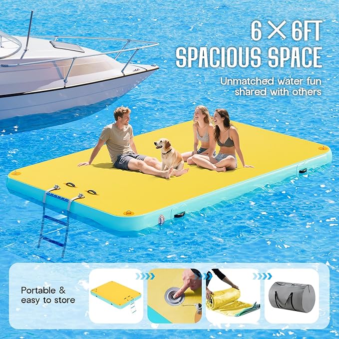 Specraft Inflatable Floating Dock, Non-Slip Air Dock Platform loating Island Raft with Rope Ladder for Pool Lake Beach Ocean-StrideForce Fitness