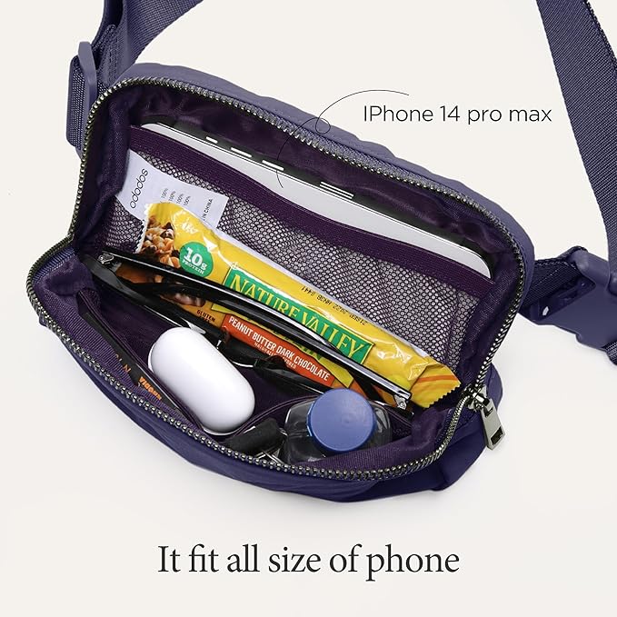 ODODOS Unisex Mini Belt Bag with Adjustable Strap Small Fanny Pack for Workout Running Traveling Hiking, Purple Reign-StrideForce Fitness