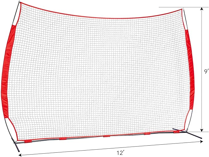 ZELUS Collapsible Barricade Backstop Net 12x9 ft, Net for Lacrosse, Baseball, Basketball, Soccer, Field Hockey and Softball Practice Barrier, Portable Hitting Net for Backyard, Park, with Carry Bag-StrideForce Fitness