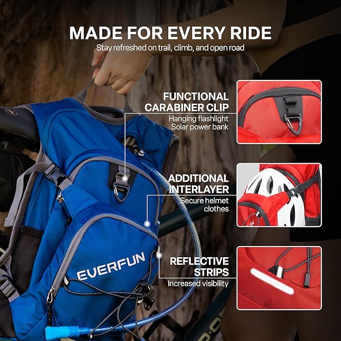 Everfun Hydration Backpack 18L with Water Bladder 2L/3L Hiking Water Backpack Women Men Hydration Pack Insulated Lightweight Day Hydropack with Storage for Hiking, Biking, Running, Festival-StrideForce Fitness