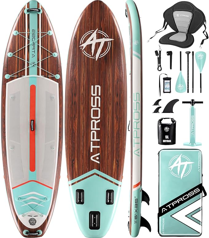11'6"x35" Inflatable Paddle Board, 450lbs Extra Wide Stand Up Paddleboard for Adults with Premium SUP Accessories Kit & Backpack, Blow Up Kayak Non-Slip Stable Deck Boat for Yoga Fishing Surf-StrideForce Fitness