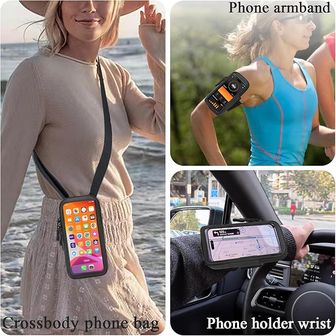 Phone Holder for Running, Walking, and Workout - Adjustable Arm Band Armband for iPhone and Cell Phones - Clear Crossbody Phone Pouch Purse with Strap for Women Men-StrideForce Fitness