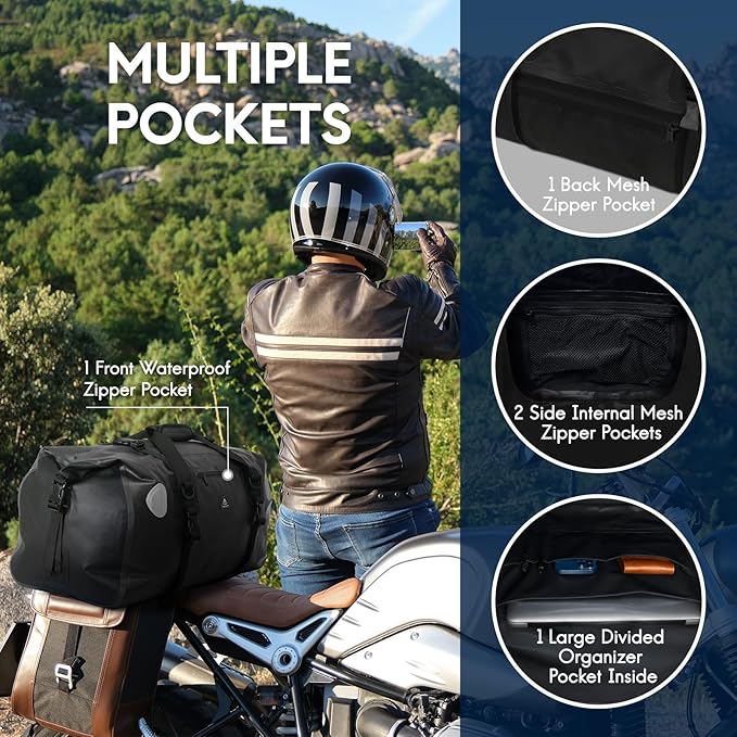 Haimont Waterproof Duffel Bag Roll-top Dry Duffel Bag with Quick-fixed Straps for Motorcycling, Rafting, Boating, SUP, Kayaking, Travel, 50L/70L-StrideForce Fitness