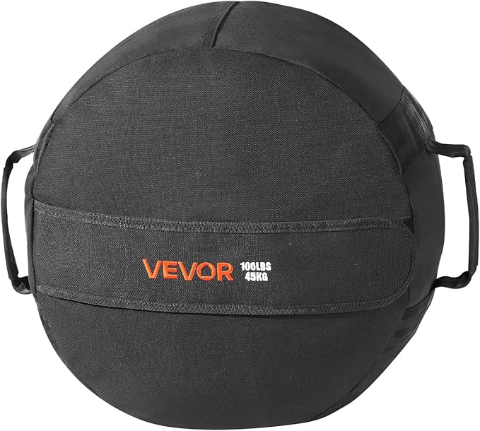 VEVOR Workout Sandbag, Heavy Duty Workout Power Bags with Handles, 100 lbs/45 kg Slam Bag for Fitness Strength Weight Training Cross-Training, Home Gym Exercise, Black (Unfilled)-StrideForce Fitness