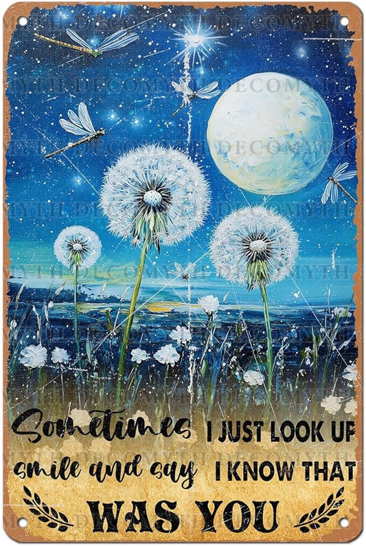 Vintage Dragonfly Tin Sign Sometimes I Just Look Up Smile and Say I Know That was You Retro Metal Poster Funny Wall Art Cafe Office Bar Plub Club Toilet Farm Room Garden Plaque 12 * 8inch-StrideForce Fitness