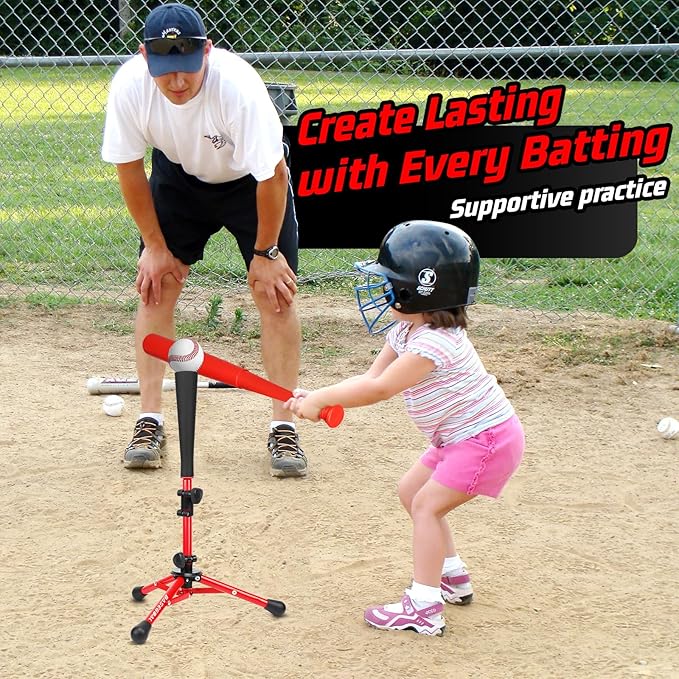 Baseball Tee for Kids,Youth Stand Set,Teeball Set,Youth Baseball,Softball Batting Tee Set,Easy Adjustable Height-StrideForce Fitness