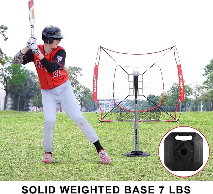 Baseball & Softball Batting Tee,Portable Hitting Tee,with Heavy Duty Base,Flexible Rubber Top,Adjustable Height-StrideForce Fitness