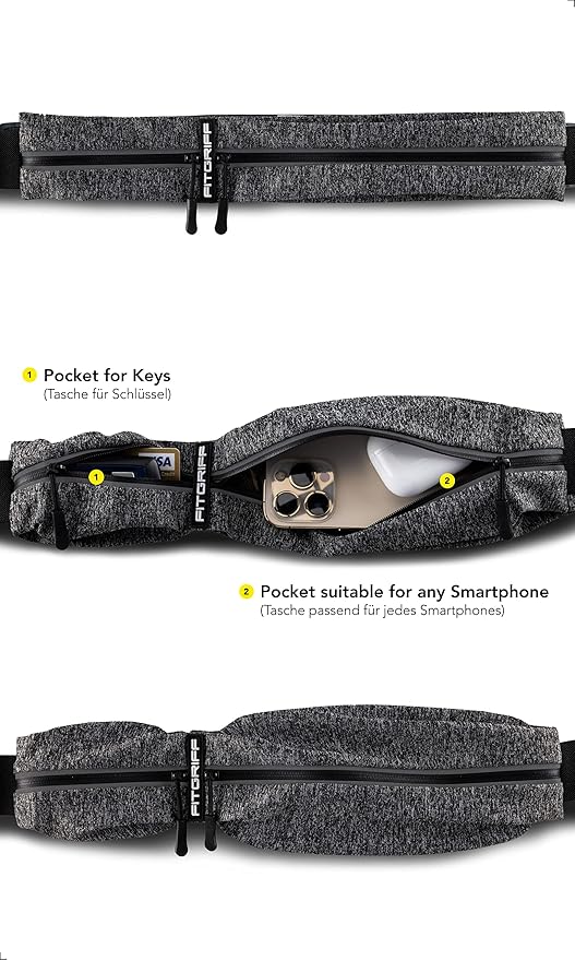 Fitgriff® Running Belt for Men & Women - Secure Jogging Pouch for Phone, Keys & Essentials - For All Cell Phones-StrideForce Fitness