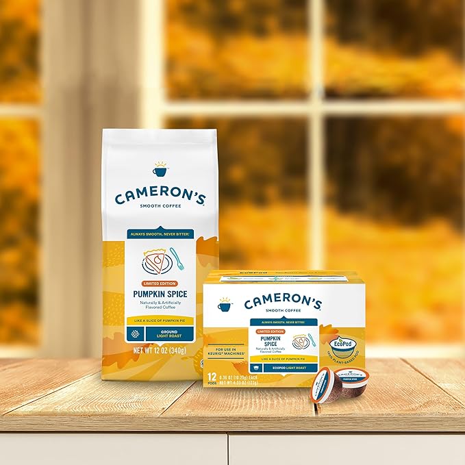 Cameron's Coffee Holiday Roasted Ground Coffee Bag, Flavored, Pumpkin Spice, 12 Ounce (Pack of 6)-StrideForce Fitness