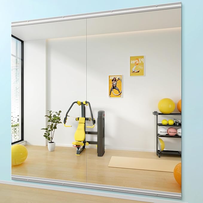 Hasipu Home Gym Mirror 79" L x 36" W - 2PCS Large Full Body Mirror for Yoga, Wall-Mounted Mirrors for Fitness, Garage, Dance Studio, 0.16in Tempered Glass Frameless-StrideForce Fitness