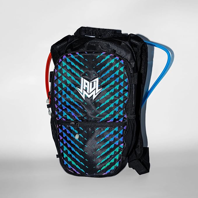 RAVERUNNER® Dino Festival Water Backpack - Dual Chamber Hydration - 3L Insulated Water Backpack for Raves, Festivals, Hiking, Running - Festival Hydration Pack for Hydration Backpack Rave-StrideForce Fitness