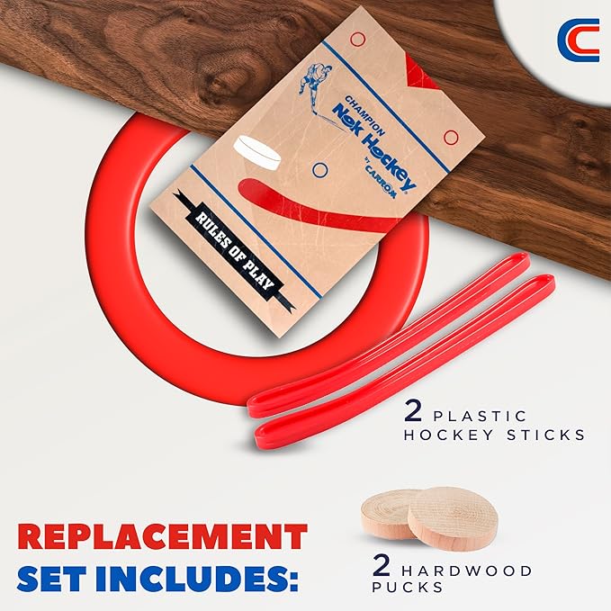 Carrom Champion Nok Hockey Game Equipment Set — Includes 2 Sticks and 2 Wood Pucks — Extra Accessories for Board Games for Adults & Children-StrideForce Fitness