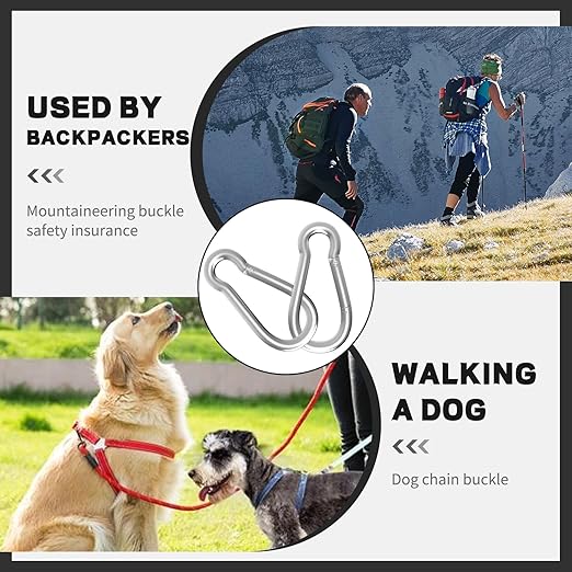 400PCS M4 Spring Snap Hook Carabiner, Heavy Duty Galvanized Steel Carabiner Clip, 110LBS Holding Capacity Spring Clips for Hammock Swing Outdoor Travel-StrideForce Fitness