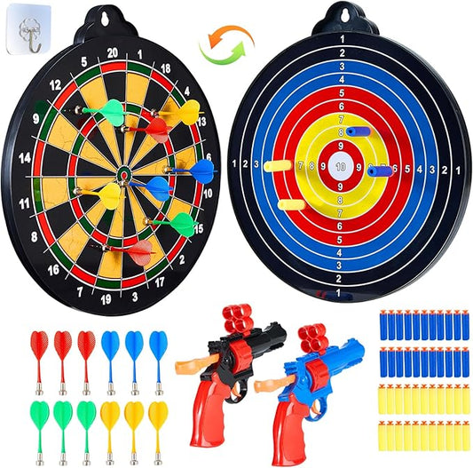 Magnetic Dart Board for Kids-12Magnetic Dart/Sticky Balls Or 2 Toy Gun+40 Foam Dart.Indoor/Outdoor Kids Games and Party Games,Christmas Birthday Gifts Toys for 3-12 Year Old Boys-StrideForce Fitness