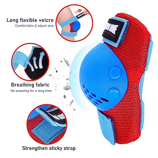 Youth/Kids Knee Pads Elbow Pads Wrist Guards Protective Gear Set for 3-15 Years Child Roller Skates, Skateboard, Cycling, Inline Skating, BMX Bike, Balance Bike, Scooter Riding and Other Outdoor Sports-StrideForce Fitness