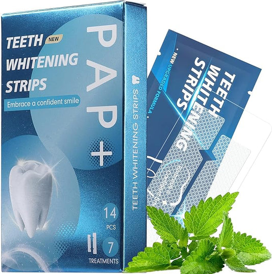 Teeth Whitening Strips - 14 Whitening Strips for Teeth Sensitive, Professional, Fast Remove Smoking, Coffee, Wine Stains, Teeth Whitening Kit Pack of 7 Non-Slip Strips Treatments