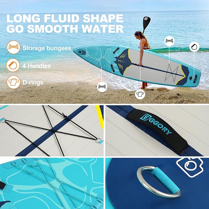 Inflatable Paddle Board,Stand Up Paddle Board Set, Extra Wide SUP Board with Removable Fin, Floating Paddle, Hand Pump, Waterproof Phone Pouch,Traveling Board-StrideForce Fitness
