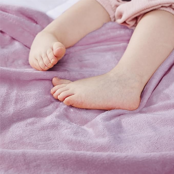 Bedsure Bedding Fleece Blanket for Girls and Boys - Soft Cozy Cute Small Throw Blankets for Travel, 43x55 Inches, Lilac-StrideForce Fitness