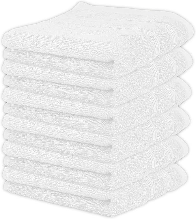 Kaufman - Premium Hand Towels Set for Bathroom, Spa, Gym, and Face Towel 100% Cotton Ring Spun, Ultra Soft Feel and Highly Absorbent Towels (White, 6-PK)-StrideForce Fitness