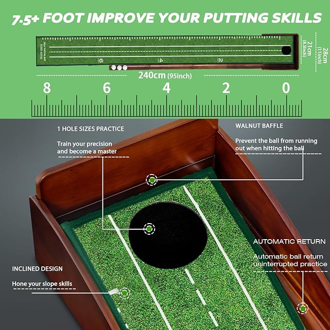 Putting Green Putting matt for Indoors Golf Putting Mat - Indoor Putting with Ball. Putting matt for Golf Practice, Portable and Easy to Clean. Great Gift-StrideForce Fitness