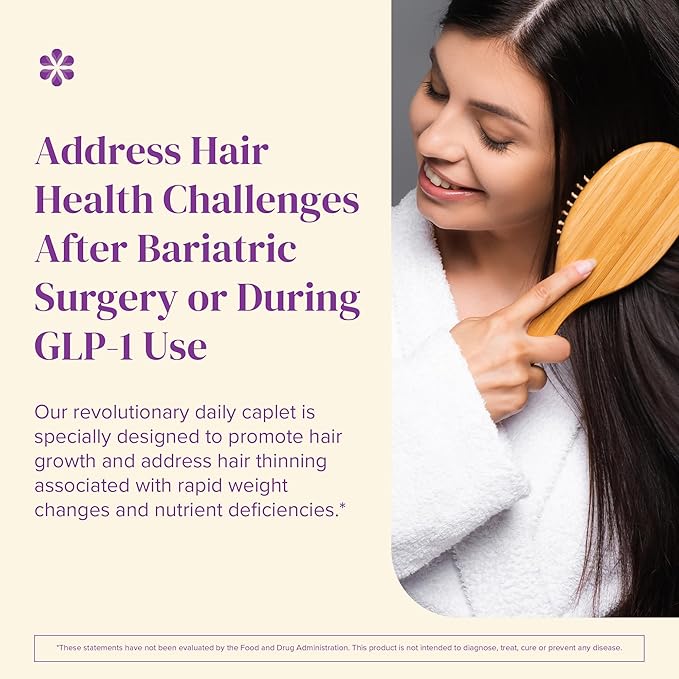 Barimelts Hair Health+ for GLP-1 Users and Bariatric Patients - Hair Growth Supplement Helps Reduce Visible Hair Thinning - 30 Smooth-Coated Caplets (1-Month Supply)-StrideForce Fitness