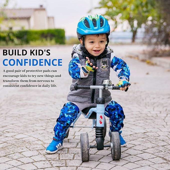 Soft-Style Kids Knee and Elbow Pads with Bike Gloves, Flexible Impact-Resistant Gear for Ages 2-11, Designed for Balance Bikes, Roller-Skating, and Skateboarding-StrideForce Fitness