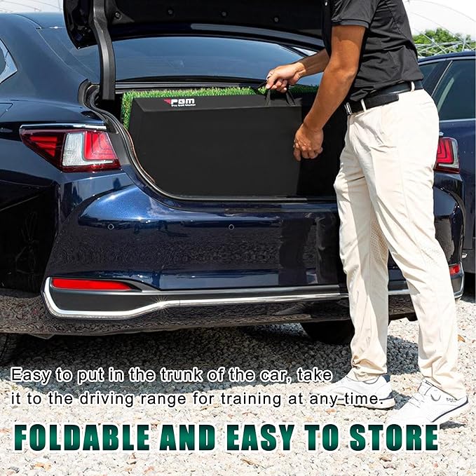 PGM 40"x 40" Golf Practice Mat - 4 Adjustable Simulation Slopes Golf Mats - Golf Hitting Mat - Golf Mats Practice Indoor Outdoor - Golf Training Mat - Golf Swing Trainer Aid-StrideForce Fitness