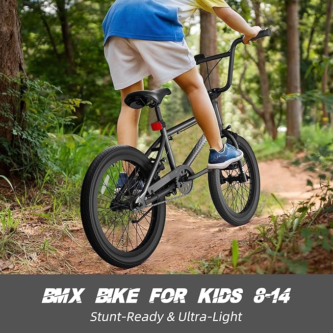 67i Boys BMX Bike 18/20 Inch Ages 8-12 Kids Bicycle with Front Rear U Brake Adjustable Seat Iron Fork 2.09" Wide Tires-StrideForce Fitness