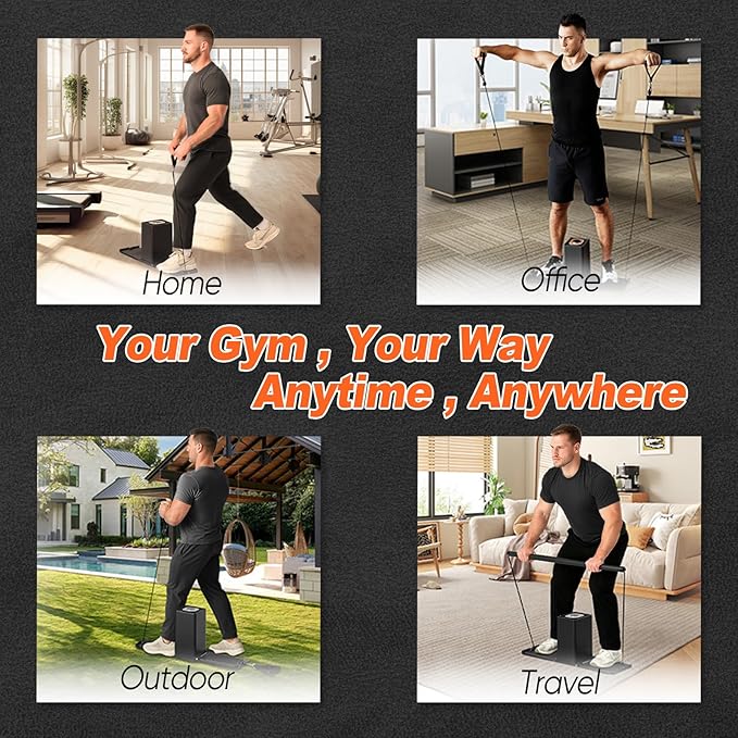 SR3 Pro Smart Home Gym Equipment,Portable Cable Machine for Home Workout ,Max 180lbs Resistance All-in-One Full Body Strength Trainer with Ambient Light-StrideForce Fitness