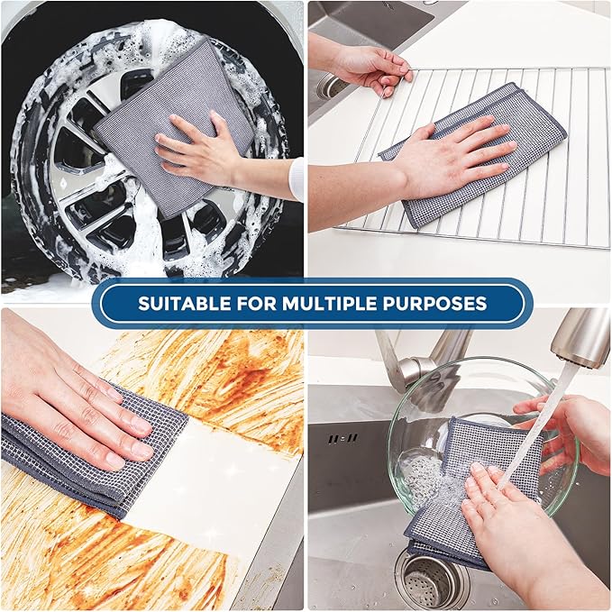 10 Pcs New Upgrade 3-Layer Non Scratch Wire Dishcloth,Wire Dishwashing Rag, Non-Scratch Wire Dishwashing Rags for Wet and Dry, Kitchen Cleaning Dish Rags for Cookware,Sinks, Dishes, Stove-StrideForce Fitness